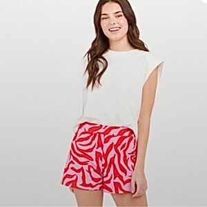 SPANX High Waist Shorts Women’s Medium Red and Pink Zebra Print